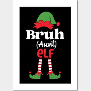 Bruh Family Elf Christmas Matching Aunt Version Posters and Art